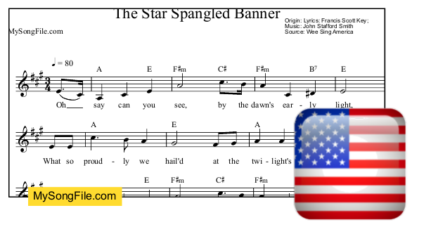 The Star Spangled Banner (A Major)