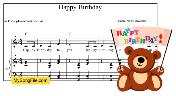 Happy Birthday - F Major - piano