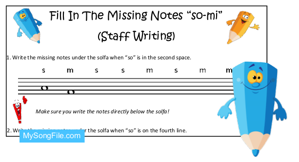 Fill In The Missing Notes so-mi (Staff Writing)