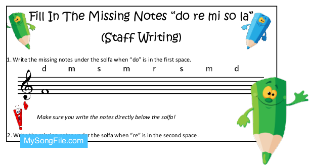 Fill In The Missing Notes re (Staff Writing)