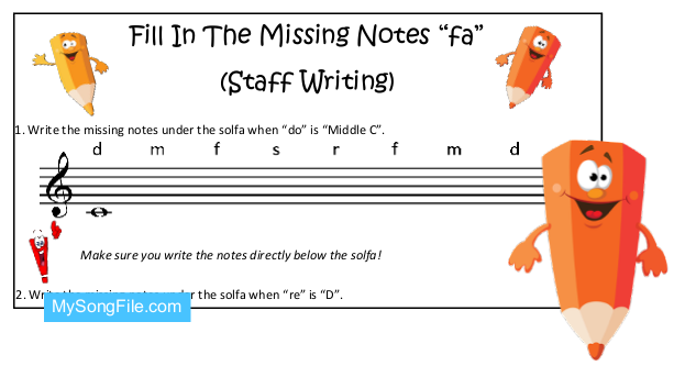 Fill In The Missing Notes fa (Staff Writing)