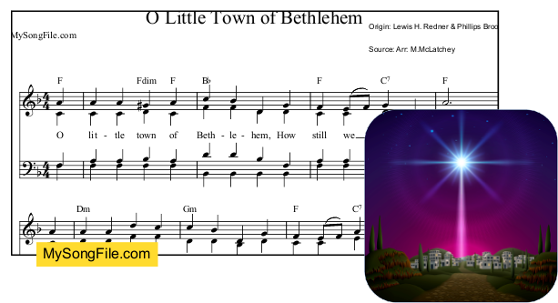 O Little Town of Bethlehem - 4 parts -  F Major 