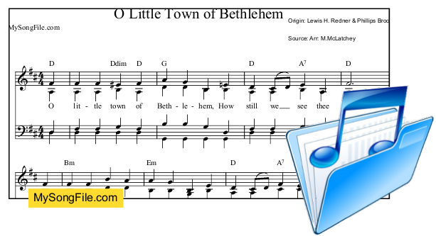 O Little Town of Bethlehem - 4 parts -  D Major 