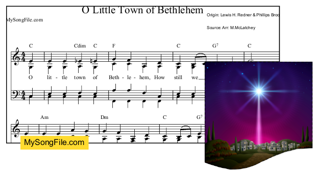 O Little Town of Bethlehem - 4 parts -  C Major