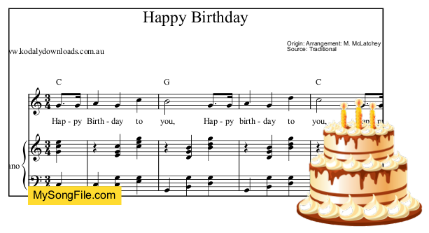 Happy Birthday C Major Piano My Song File