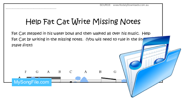 Stave Writing (Help Fat Cat Write Missing Notes)