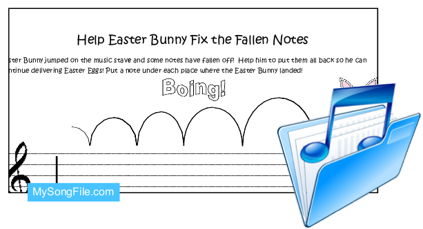 Stave Writing (Help Easter Bunny Write in Missing Notes)