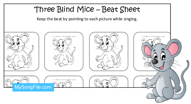 Three Blind Mice (Beat Sheet Black and White) | My Song File