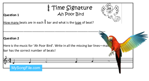 Ah Poor Bird (Time Signatures - Missing Bar Lines)