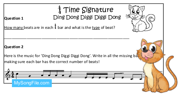 Ding Dong Diggi Diggi Dong (Time Signature 4-4 - Missing Bar Lines)