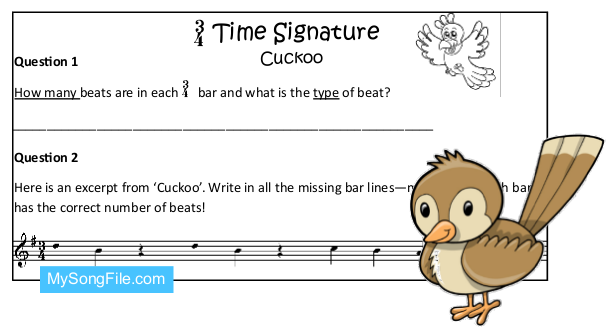 Cuckoo (Time Signature 3-4 Missing Bar Lines)