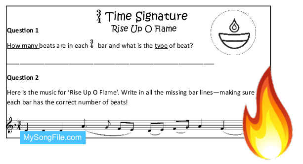 Rise Up O Flame (Time Signature 3-4 Missing Bar Lines)