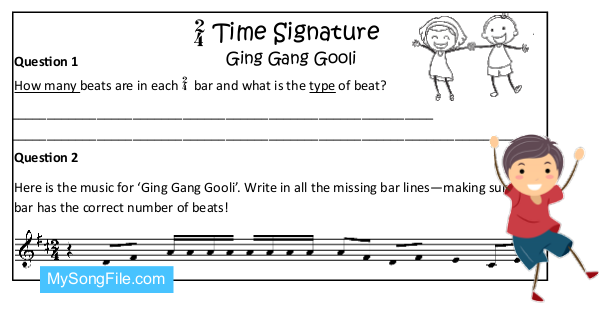 Ging Gang Gooli (Time Signature 2-4 Missing Bar Lines)