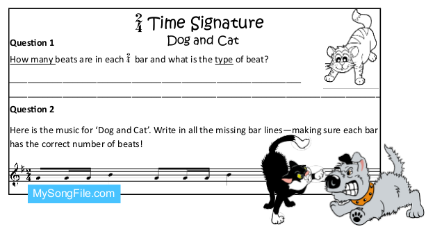 Dog And Cat (Time Signature 2-4 Missing Bar Lines)