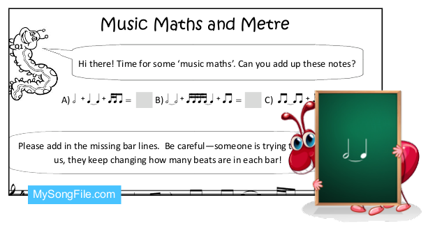 Music Maths and Metre (Simple Time Signatures Featuring ties)
