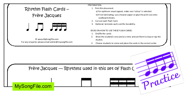 Frere Jacques - Flash Cards Rhythm