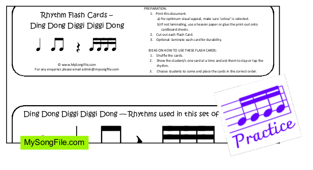 Ding Dong Diggi Diggi Dong - Flash Cards Rhythm