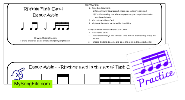 Dance Again - Flash Cards Rhythm
