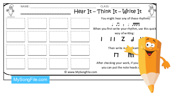 Rhythmic Dictation Template - 3x16 beat dictation sheets