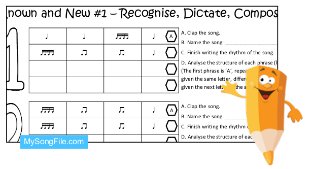Known And New Number 1 - Recognise - Dictate - Compose