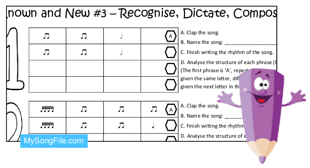 Known And New Number 3 - Recognise - Dictate - Compose