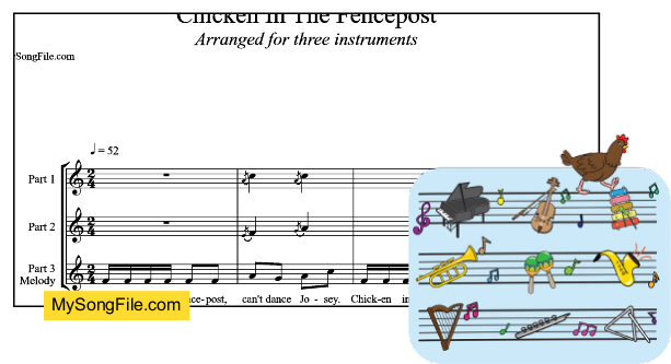 Chicken In The Fencepost - 3 parts for pitched percussion or recorders