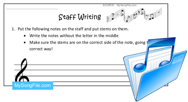 Staff Writing (Notes and Stems Treble Clef)