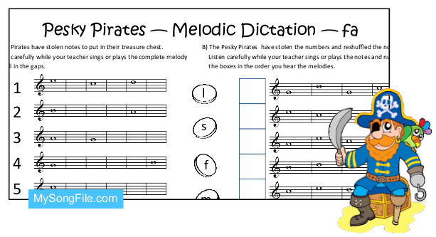 Pesky Pirates fa Staff (Melodic Dictation)